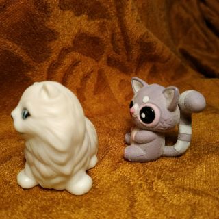 Set of 2 Vintage Rare Rubber Toy - Cat Kitty - 1.  8 in - 5