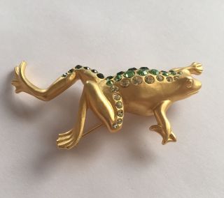 Karl Lagerfeld Signed Marked Kl Gold Tone Frog Brooch Pin Large Designer Couture