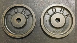 York Barbell Milled 35 Lb Olympic Weight Plates Vintage 1 Pair 2
