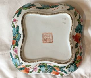Rare Antique ? Chinese Porcelain Lidded Bowl w/ Peaches Qianlong Period Mark 5