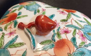 Rare Antique ? Chinese Porcelain Lidded Bowl w/ Peaches Qianlong Period Mark 8