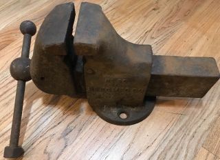 Antique Reed Mfg Co No.  2c Fixed Base Bench Vise 4 1/2 " Jaw 6 " Opening 69lbs