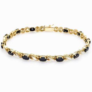 Vintage 14k Gold 4.  94 Tcw Onyx & Mother Of Pearl Infinity Link Bracelet 8.  3 Gr
