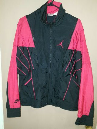 Vintage Nike Air Jordan Flight Jacket Bred Color Block Pinstripe L Jumpman 80s