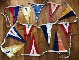 Antique Nautical Garland Of Pennants 18 