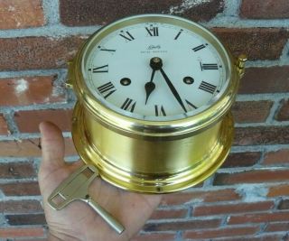 Vintage German Schatz Royal Mariner Brass Ships Clock 8 day Ships Bell Germany 2