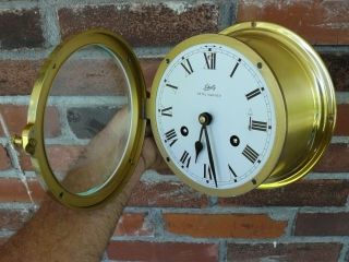 Vintage German Schatz Royal Mariner Brass Ships Clock 8 day Ships Bell Germany 7