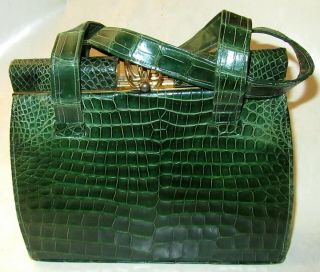 Vintage Green Alligator And Leather Purse Made By Prado Bags,  Mexico City