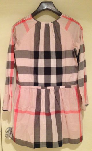 Burberry Big Girl Drawstring Waist Check Print Dress - Vintage Pink,  Sz 14y,  Nwt