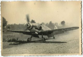 German Wwii Archive Photo: Luftwaffe Messerschmitt Bf 109 Aircraft To Take Off