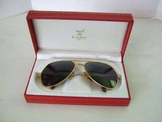 Authentic Vintage Cartier Aviator Sunglasses Gold Plated Frames 10