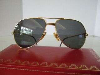 Authentic Vintage Cartier Aviator Sunglasses Gold Plated Frames 2