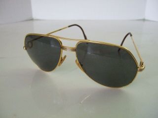 Authentic Vintage Cartier Aviator Sunglasses Gold Plated Frames 3