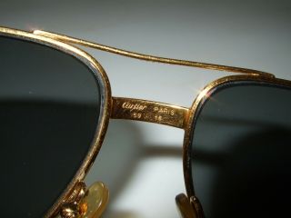 Authentic Vintage Cartier Aviator Sunglasses Gold Plated Frames 8