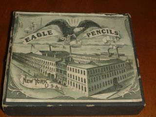Vintage 1896 Eagle Pencils Box & 3 Packs Of Pencils