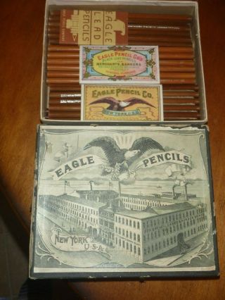 Vintage 1896 Eagle Pencils Box & 3 Packs of Pencils 2