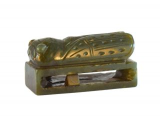 Antique Carved Chinese Jade Insect Belt Buckle