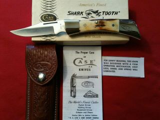 Vintage Case 1984 Sharktooth Knife Great Stag Handles & Sheath & Box Aaa,  Nr