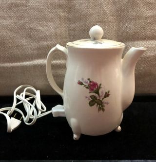 VINTAGE JAPAN FLORAL TEAPOT CERAMIC CHINA 4 CUP ELECTRIC HOT WATER HEATER 2