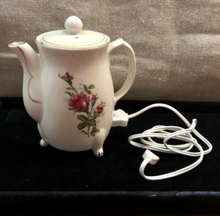VINTAGE JAPAN FLORAL TEAPOT CERAMIC CHINA 4 CUP ELECTRIC HOT WATER HEATER 3