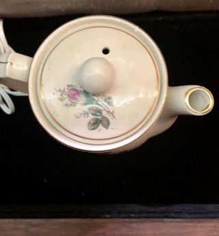 VINTAGE JAPAN FLORAL TEAPOT CERAMIC CHINA 4 CUP ELECTRIC HOT WATER HEATER 5