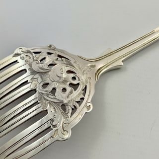 ANTIQUE ENGLISH VICTORIAN LARGE KING ' S PATTERN STERLING SILVER SERVING FORK 144g 6