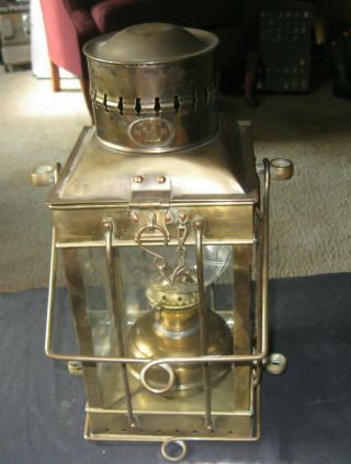 Vintage Neptune Nr Nautical Ships Brass And Copper Hanging Oil Lantern