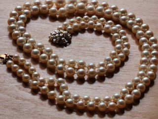 Antique Art Deco Natural Pearls Necklace 72g With 14ct Gold And Diamond Clasp