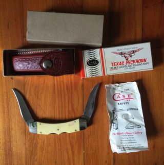 Vintage Case Texas Longhorn Knife With Micarta Handles Sheath Factory Box A30