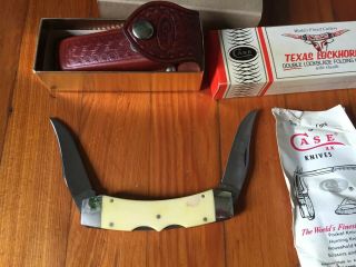 Vintage Case Texas Longhorn Knife With Micarta Handles Sheath Factory Box A30 3