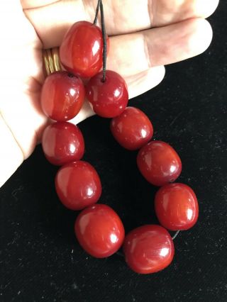 Vintage Cherry Amber Bakelite Large Loose Beads 52 Grams Total.