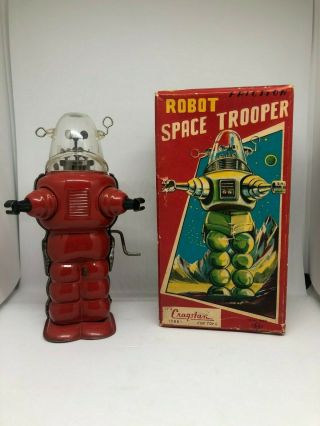 Vintage 1950s Yoshiya (japan) Robby Robot Space Trooper W/ Box