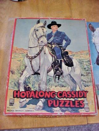 Vtg 1950 Hopalong Cassidy 3 Jigsaw Puzzle Set,  Box,  Complete