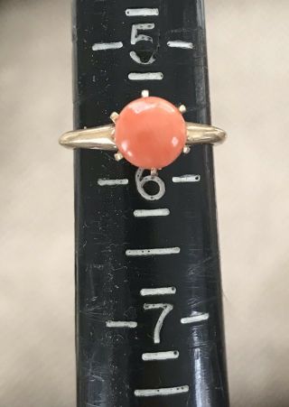Antique Victorian 14k Gold Natural Coral Cabochon Ring 7