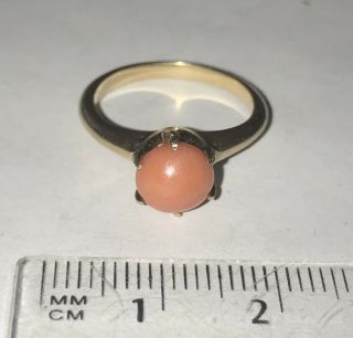 Antique Victorian 14k Gold Natural Coral Cabochon Ring 8