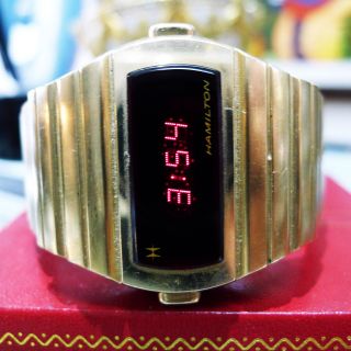 Hamilton Led Time Computer Vintage Digital 10k Yellow Gold Filled Watch