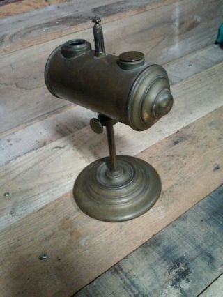 Antique Vintage Brass Whale Oil Betty Lamp Desk Hanging Lid Primitive Bronze