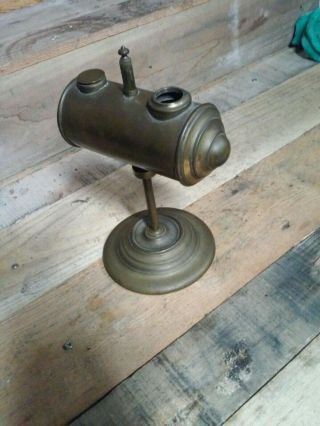 Antique Vintage Brass Whale Oil Betty Lamp desk Hanging Lid primitive bronze 2
