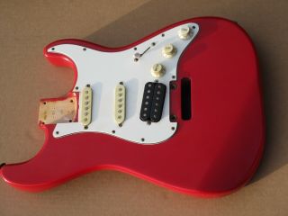 Vintage Charvel Strat Guitar Body With Pickups Pots Knobs Red 2