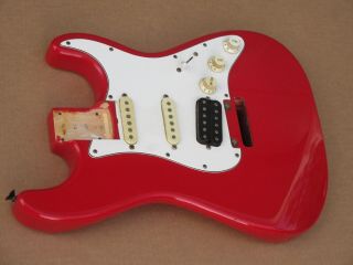Vintage Charvel Strat Guitar Body With Pickups Pots Knobs Red 3