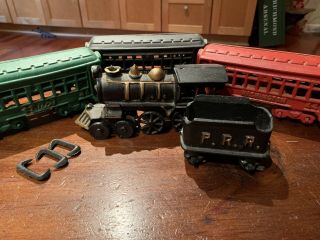 Vintage Antique Cast Iron Railroad 5 Piece Train Set Washington Steam Locomotive