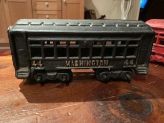 Vintage Antique Cast Iron Railroad 5 Piece Train Set Washington Steam Locomotive 5