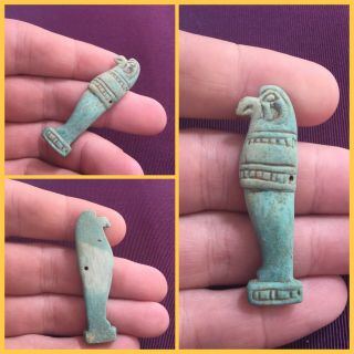 Rare Ancient Egyptian Blue Bird Amulet,  664 - 332 Bc