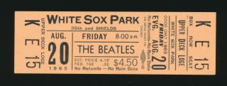 Beatles Vintage 1965 Chicago White Sox Park Full Ticket Near