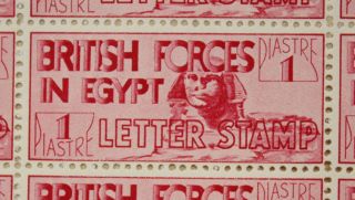 Rare EGYPT 1934 BRITISH FORCES 1 PIASTRE CARMINE 350 Stamps NH in 4 Books - S77 7