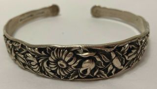 Repousse Bracelet Antique Hand Chased S Kirk & Son Sterling Silver Cuff Bangle