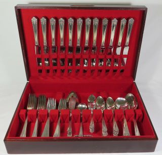 1847 Rogers Bros Silver Plate Her Majesty 74pc Flatware Set Service For 12