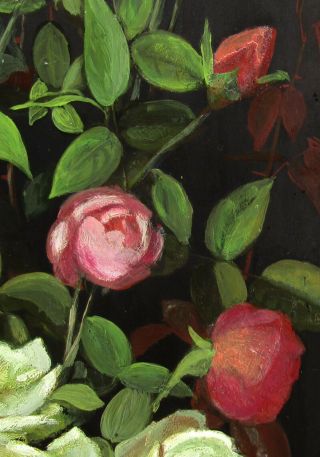 LISTED George Lambdin Still Life of Roses Large Old Antique Oil Painting NO RES. 6