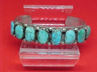 Antique Native American Indian Vintage Navajo Turquoise & Silver Cuff Bracelet