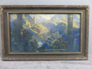 Large Antique Maxfield Parrish Framed Lithograph,  House Of Art Ny Print Romance